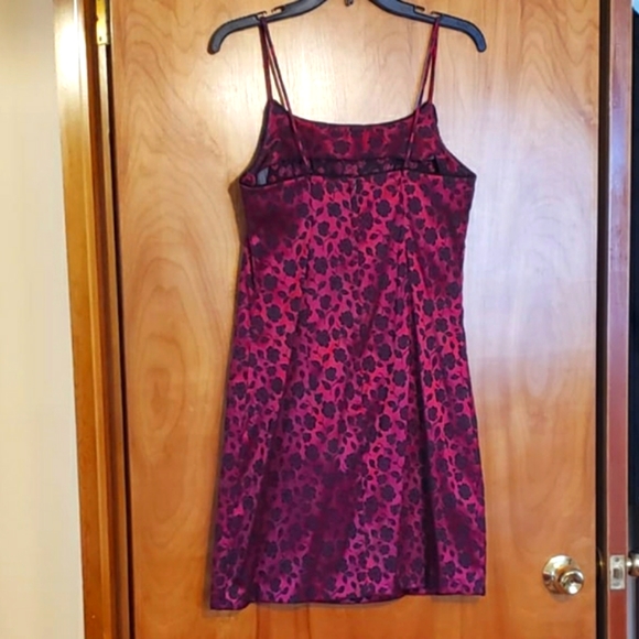 My Michelle Wine Colored Satin and Black Dress - Picture 2 of 2